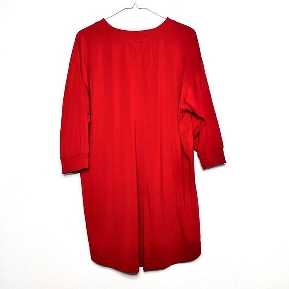 Athleta Round Neck Quarter Sleeve Tunic or Short Mini Dress Red Medium - Picture 2 of 4